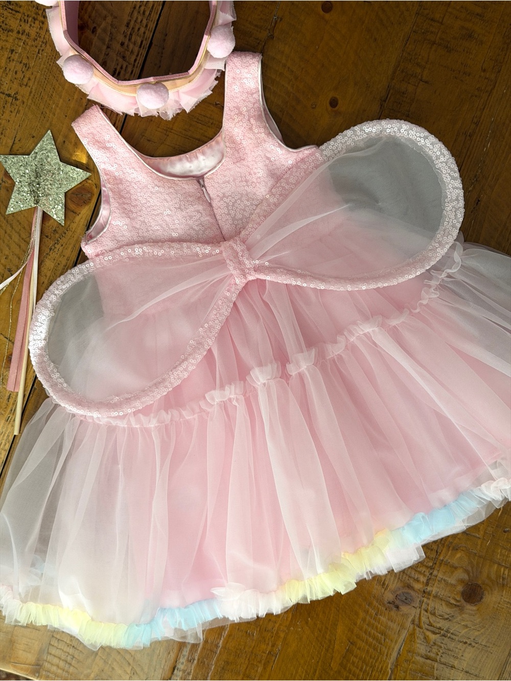 Girls Fairy Princess Pink Tulle Dress with crown/wings/wand - Picture 5 of 14